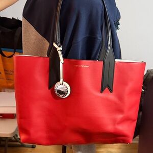 Authentic Emporio Armani Red and White Convertible bag